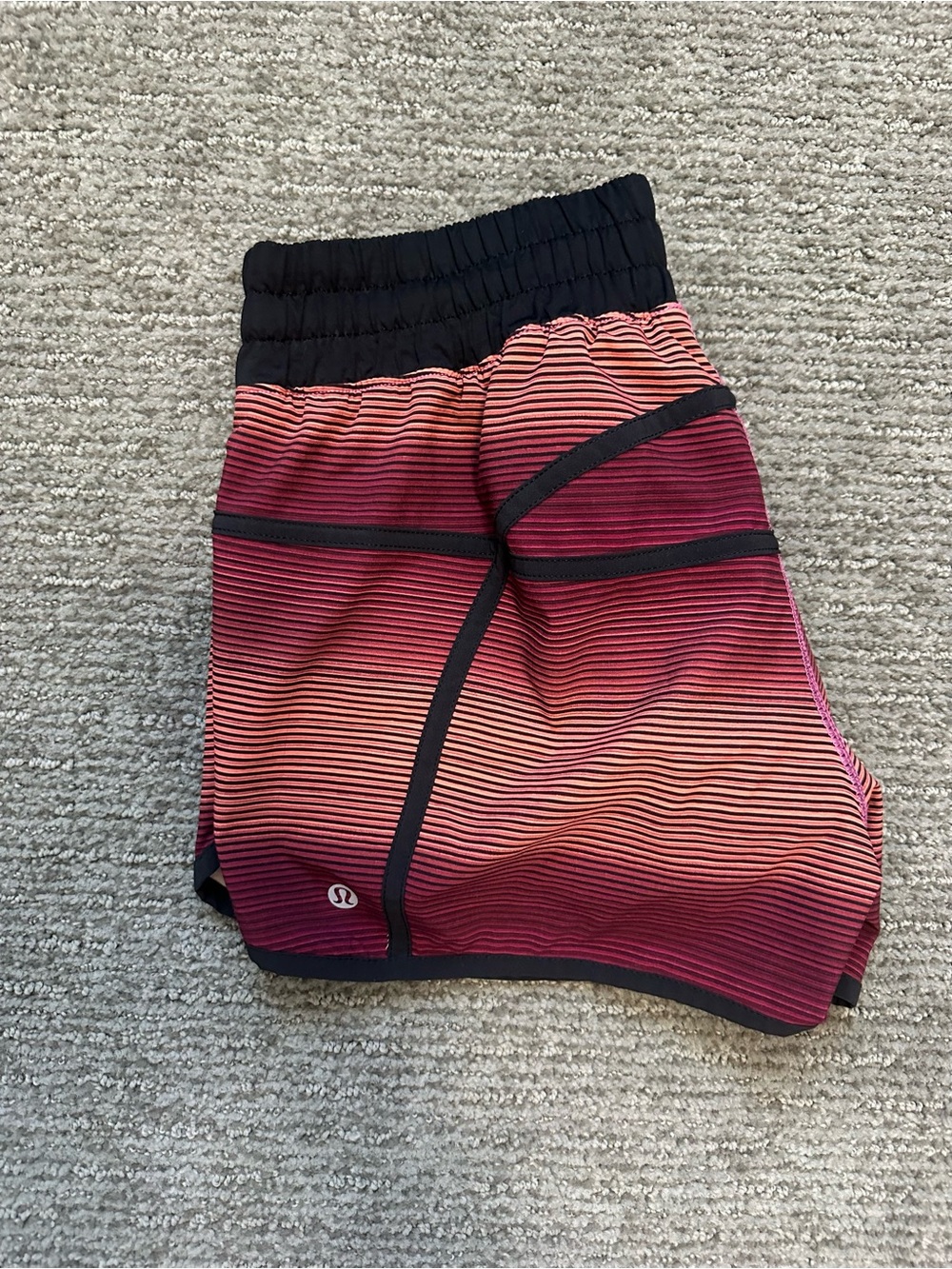 lululemon athletica Coral to Magenta Ombre Athletic Shorts with Black Trim